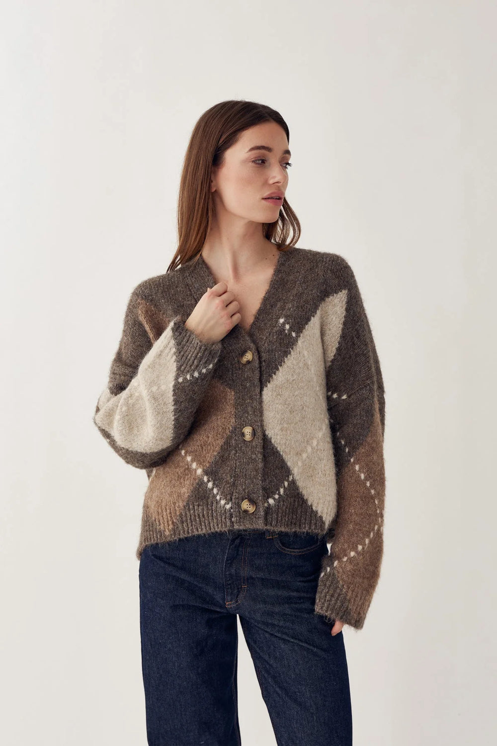N-Laiana Knit Cardigan Ash Brown Mix