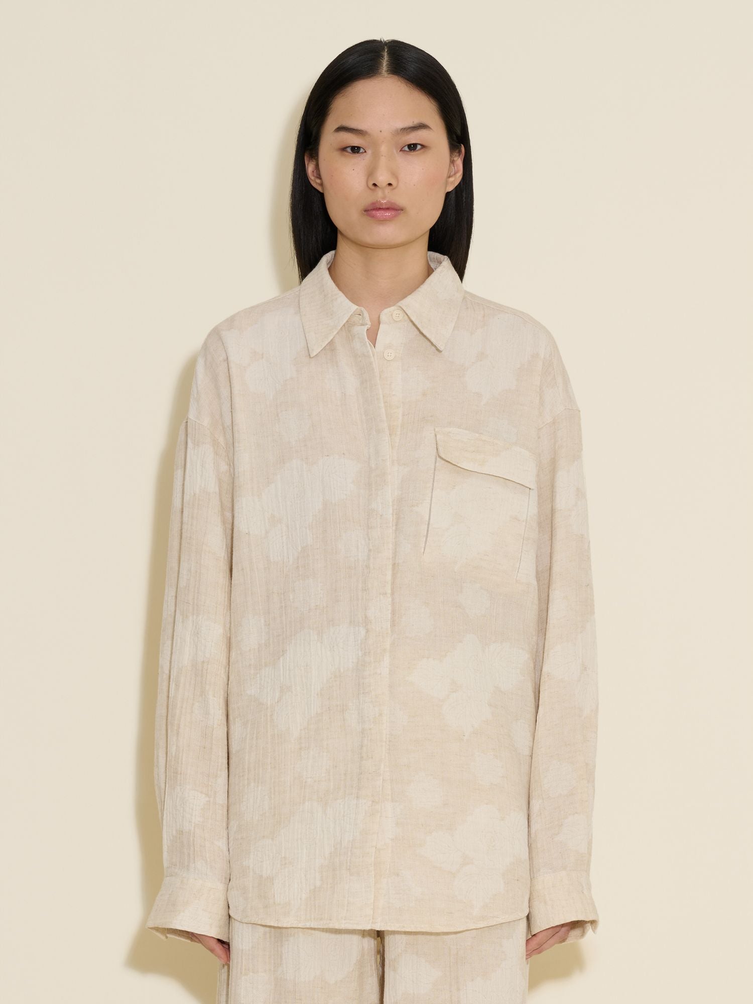 Holzweiler Dais Jacquard Shirt Ecru Mix - hvittrad.no