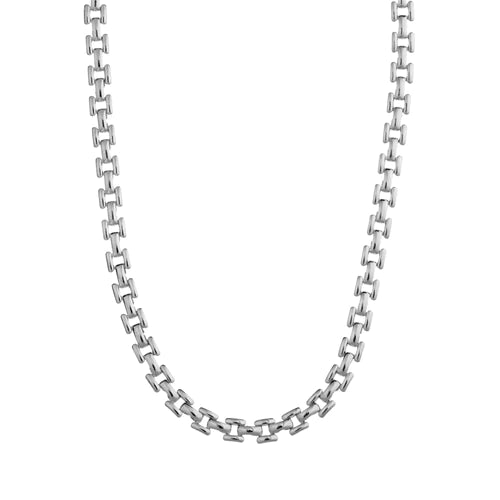 Slim Vintage Link Chain Necklace Silver