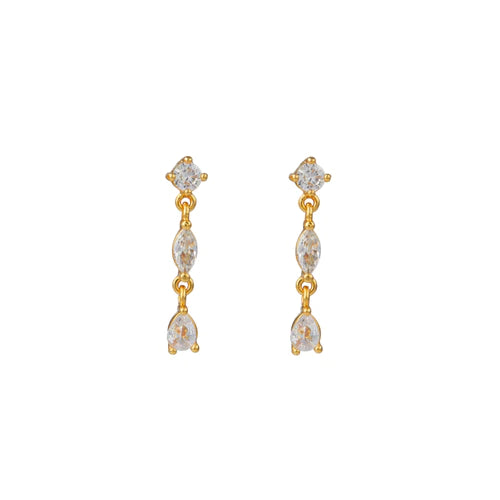 Crystal Mixed Stone Earring Gold