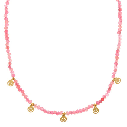 Fuchsia & Smiley Face Necklace