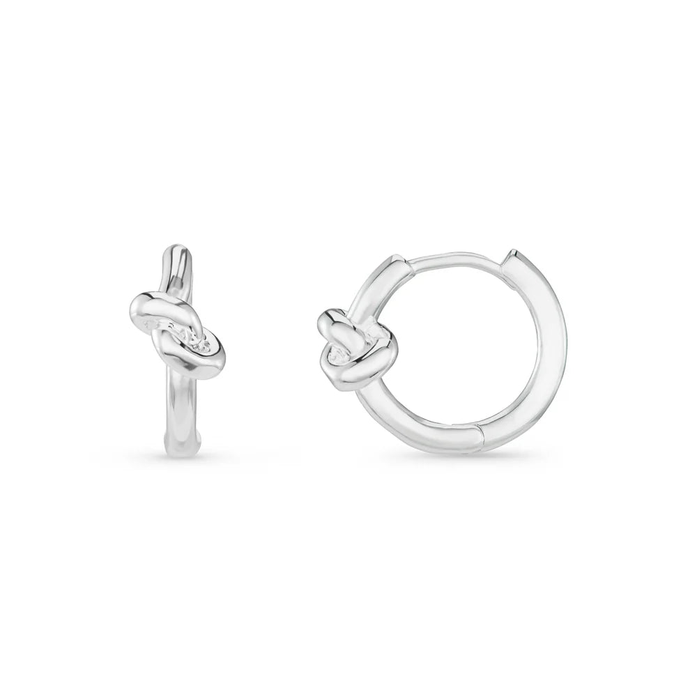 Orelia Polished Knot Huggie Hoop Earrings Silver - hvittrad.no