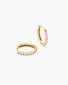 Philippa Studios Pave Hoops White Medium Gold - hvittrad.no