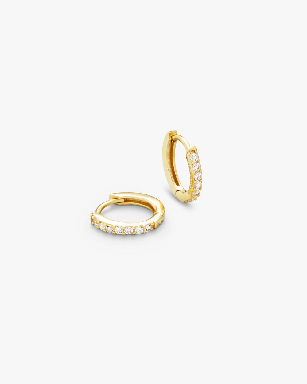 Pave Hoops White Small Gold