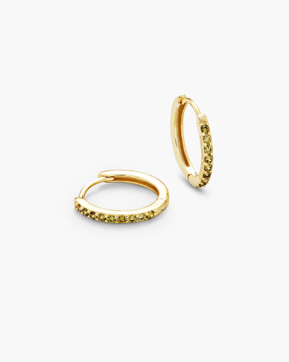 Pave Hoops Peridot Medium Gold