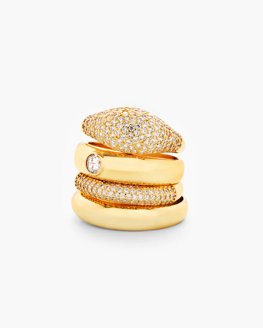 Philippa Studios Dome Slim Pave Ring Gold - hvittrad.no