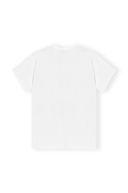 Ganni Basic Jersey Cats Relaxed T-shirt Bright White - hvittrad.no