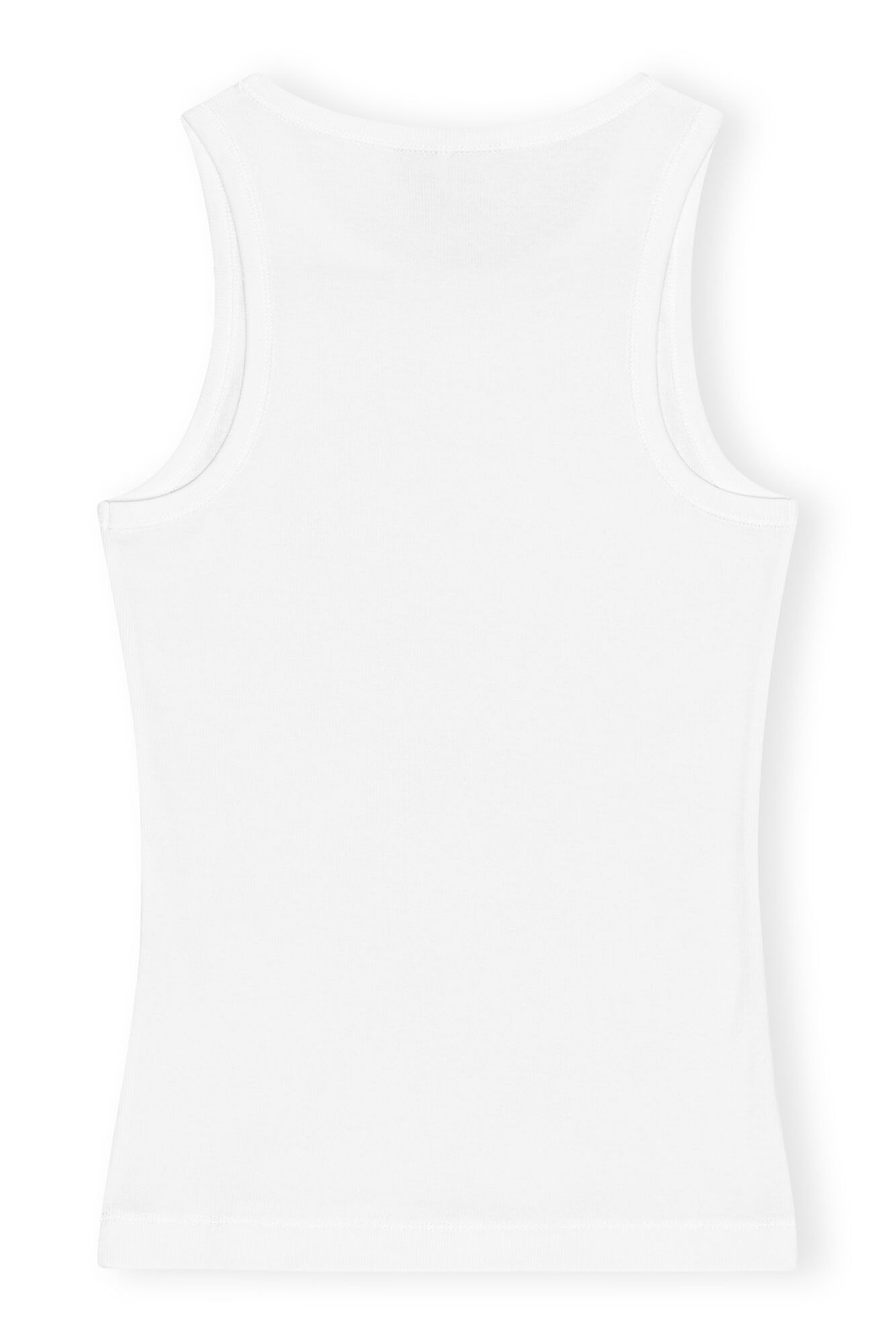 Ganni Soft Cotton Rib Tank Top Bright White - hvittrad.no