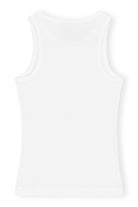 Ganni Soft Cotton Rib Tank Top Bright White - hvittrad.no