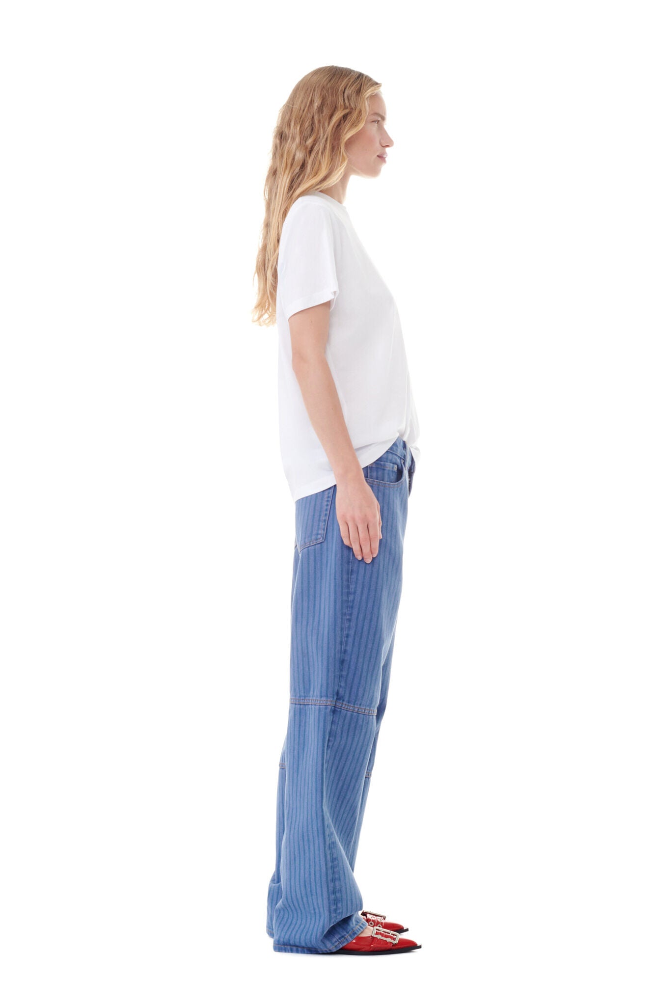 Ganni Thin Jersey GoGo Relaxed T-Shirt Bright White - hvittrad.no