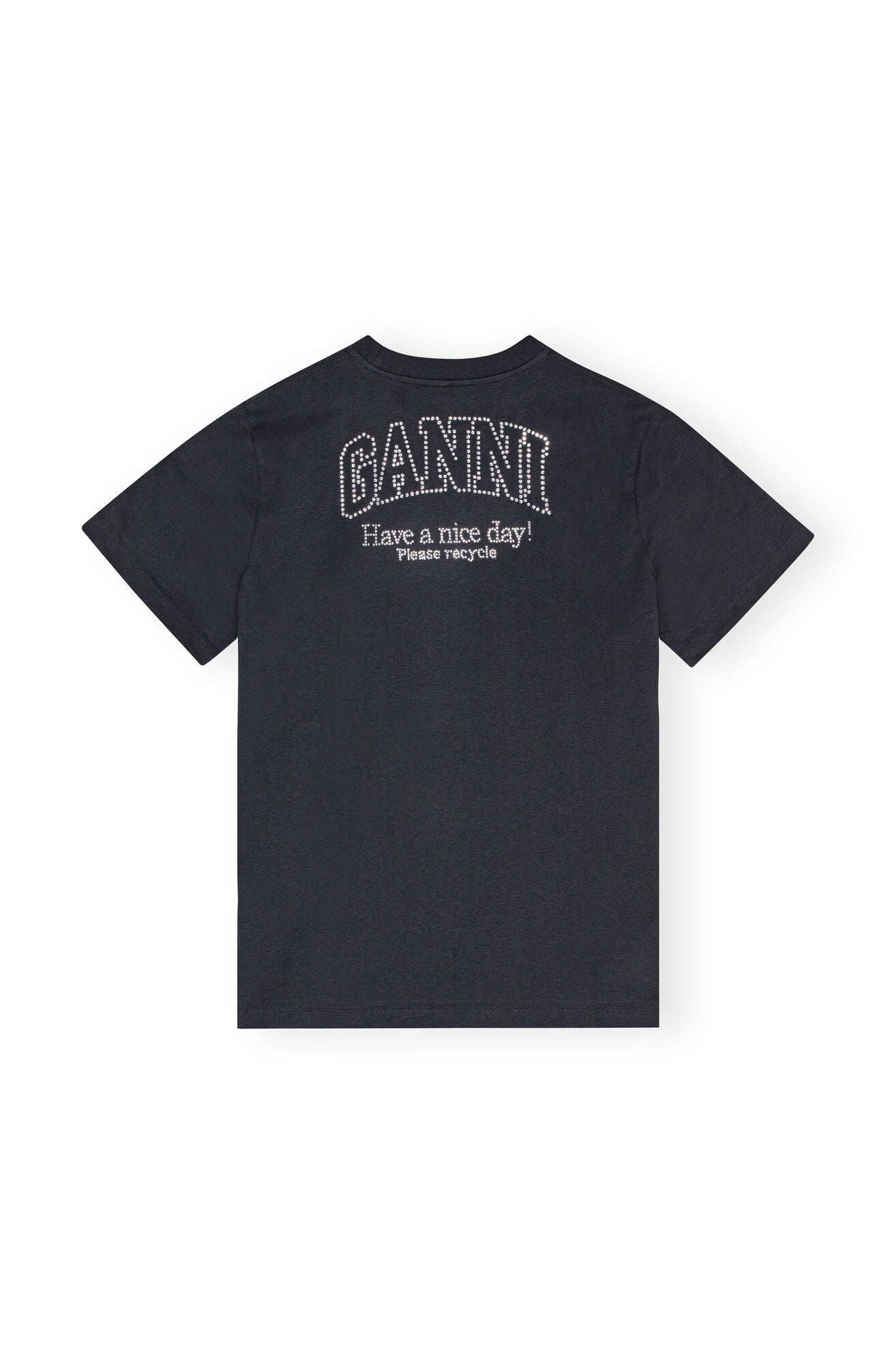 Ganni Basic Jersey Rhinestone Relaxed T-Shirt Phantom - hvittrad.no