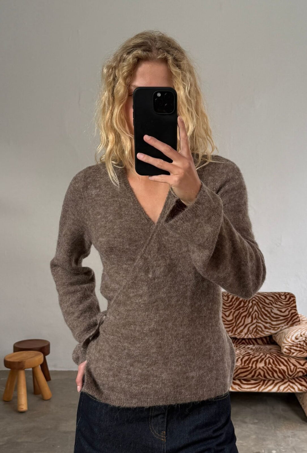 Aura Wrap Knit Truffle Melange