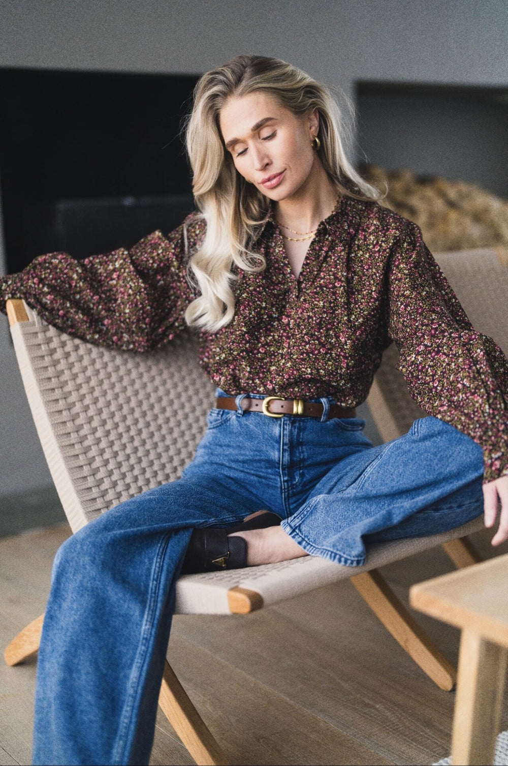 Astrid Top AOP Blk Coffee Flwr