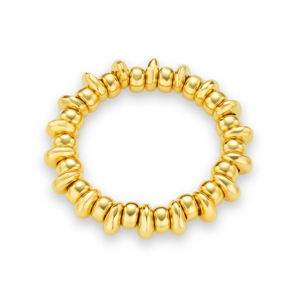 Polished Metal Nugget Stretch Bracelet Pale Gold