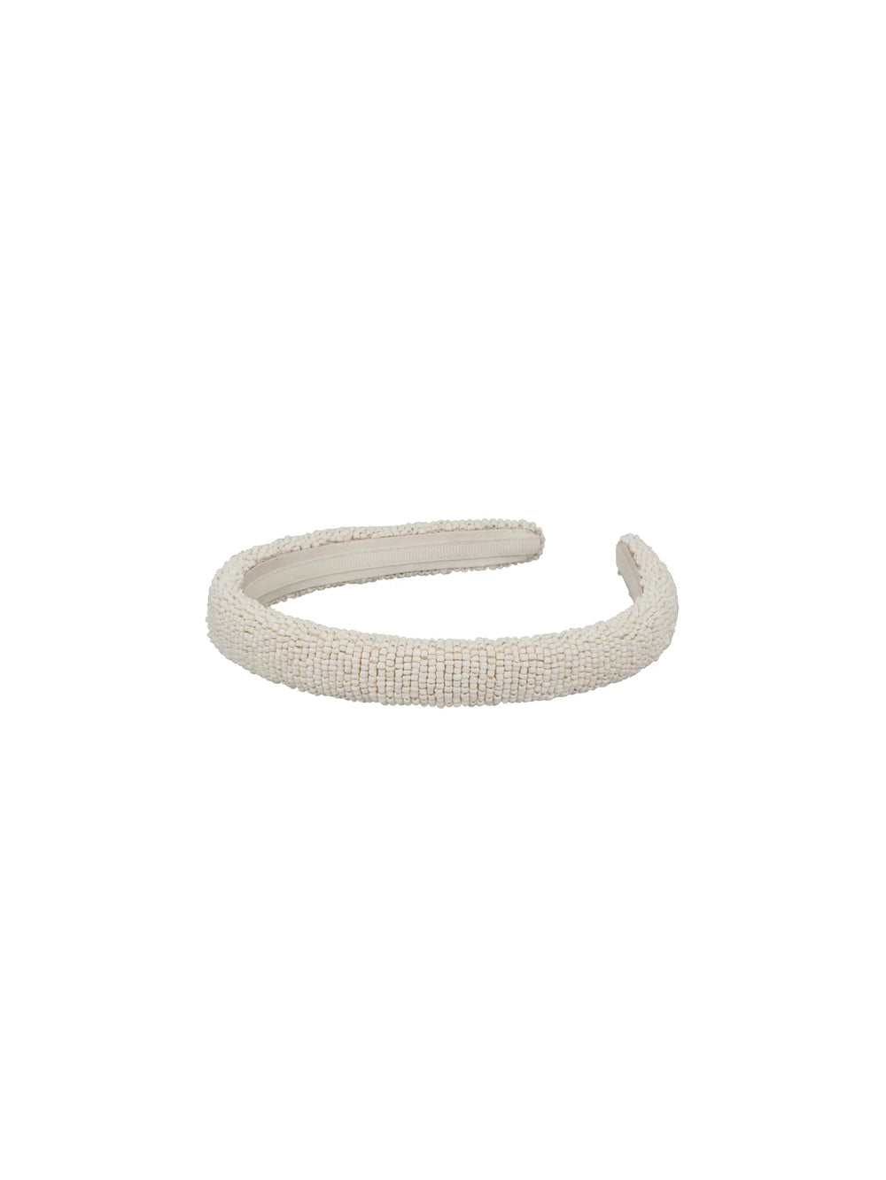 Solid Slim Beaded Hairbrace Birch White