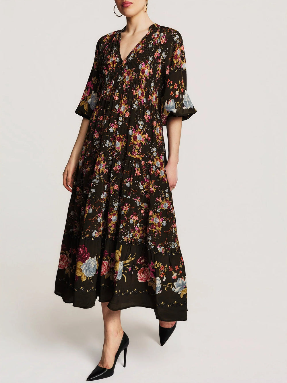 Bohemian Shift Dress Forest Bouquet