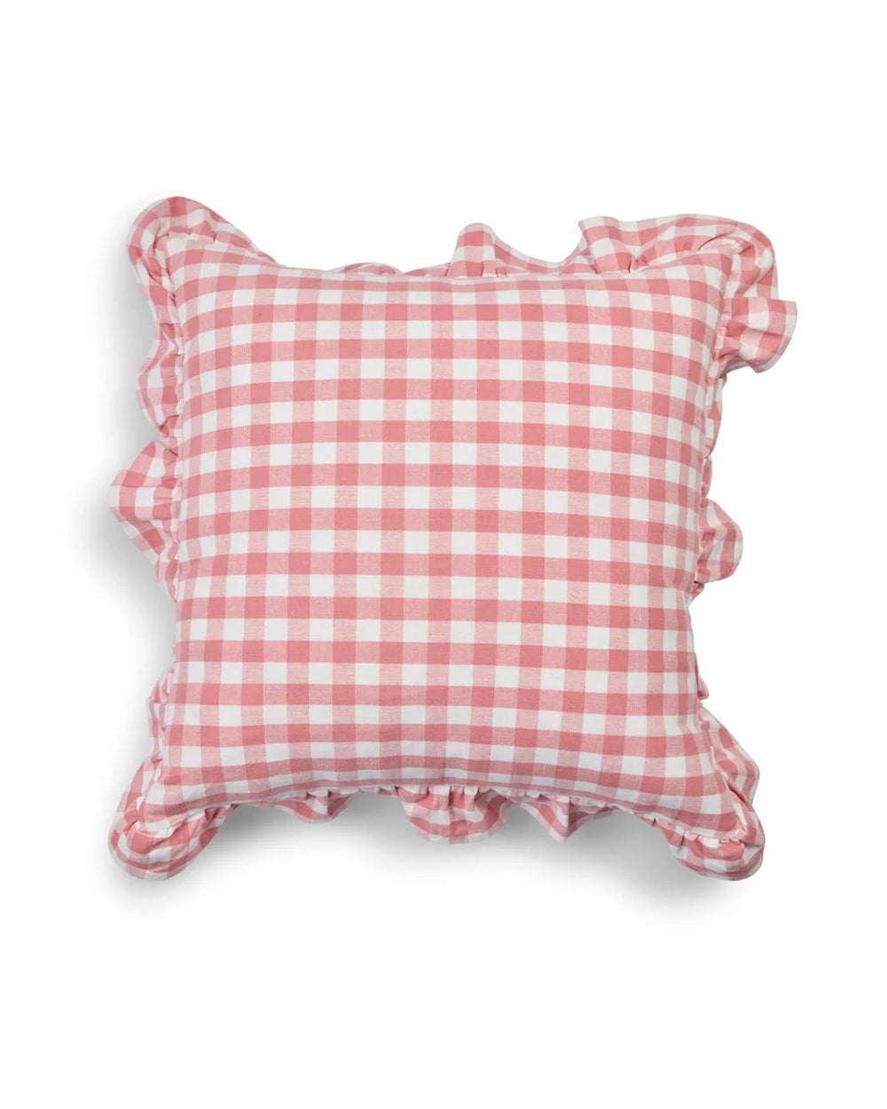 Cushion Cover with Volang 50x50 Pink Checks
