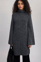 Gestuz AlphaGZ Rollneck Dress Charcoal Melange - hvittrad.no