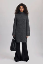 Gestuz AlphaGZ Rollneck Dress Charcoal Melange - hvittrad.no