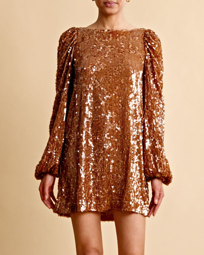 byTiMo Sequins Mini Dress Golden - hvittrad.no
