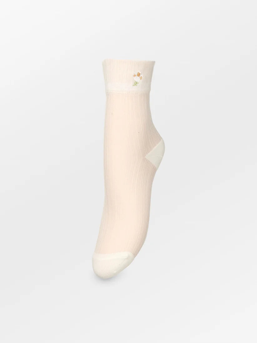 Floral Sheer Sock Birch White