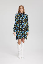 Gestuz PiaGZ P Short Dress Flower Army Blue - hvittrad.no
