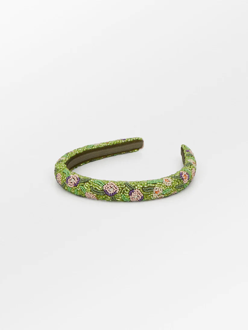 Petulia Slim Beaded Hairbrace Primrose Green