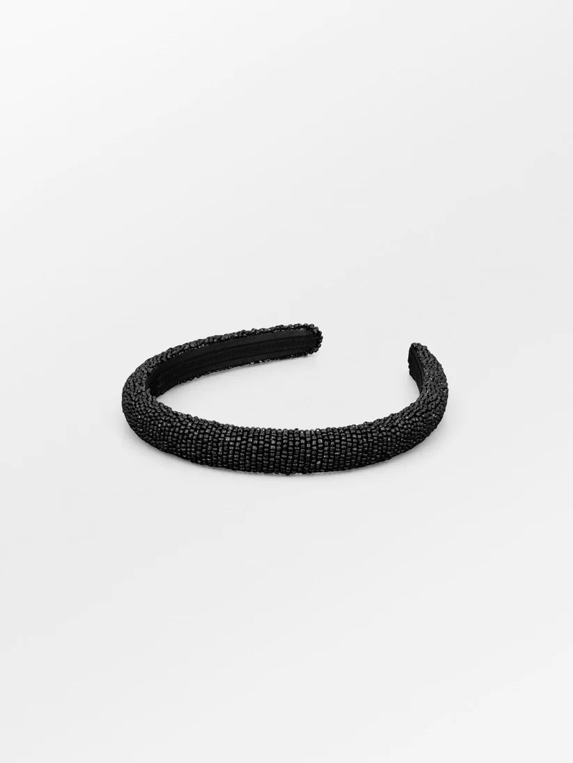 Solid Slim Beaded Hairbrace Black
