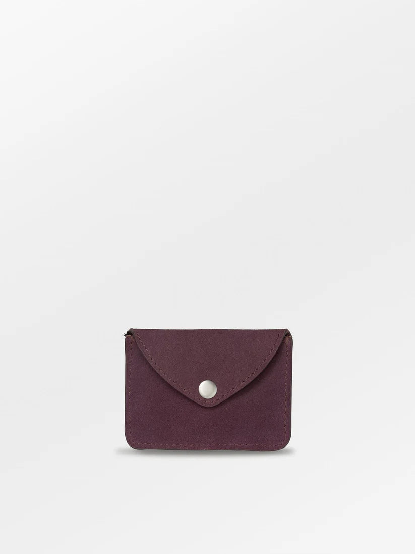 Suede Card Wallet Fig Red