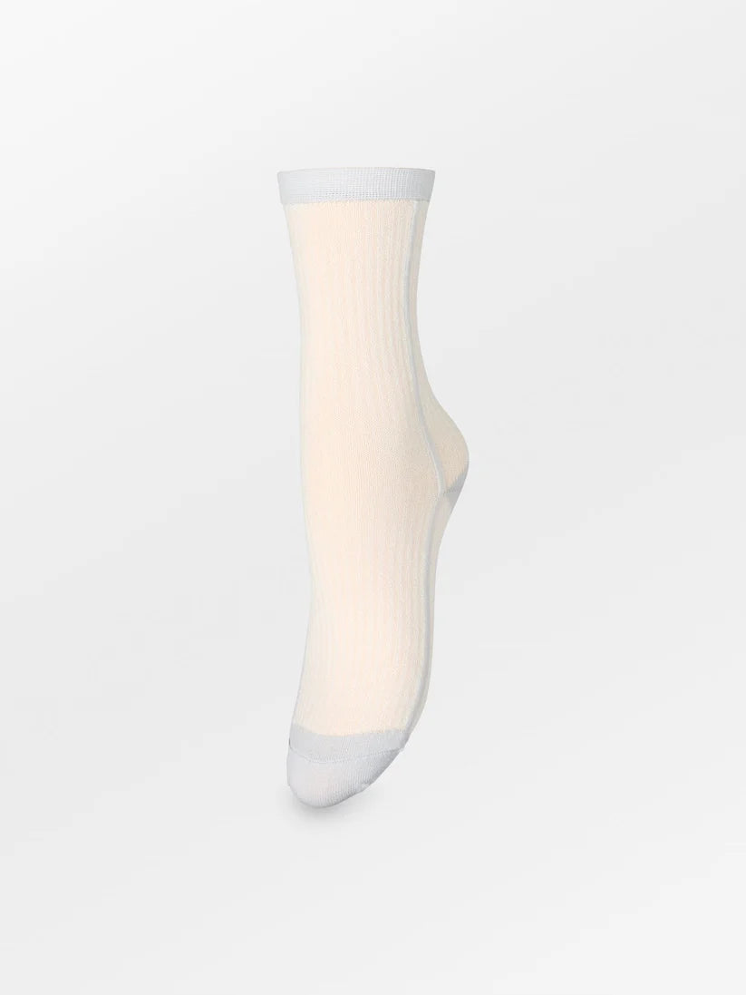 Stripy Glitter Sock Birch White