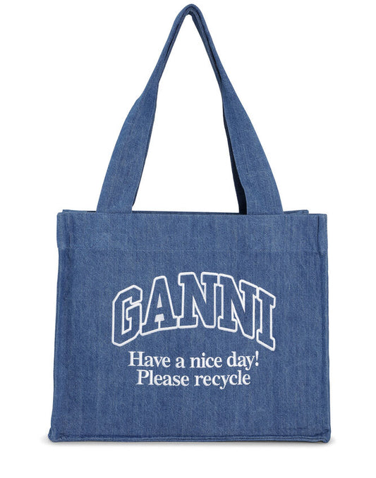Ganni Large Easy Shopper Denim - hvittrad.no