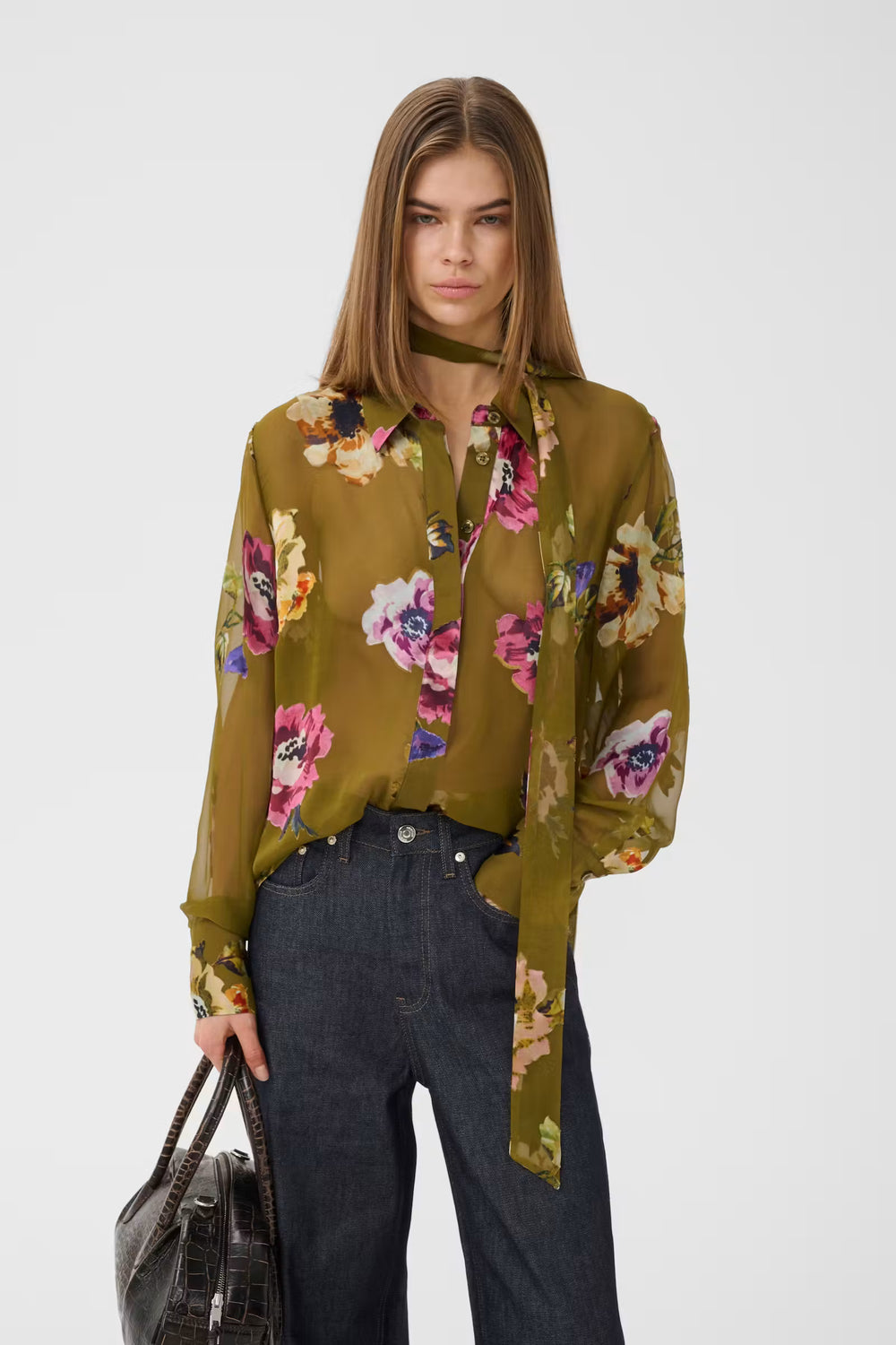GZDarcia P Shirt Olive Green Flower