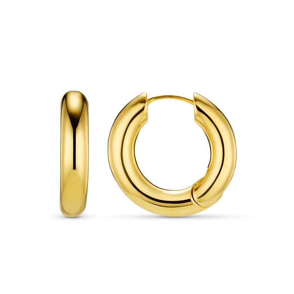 Polished Chubby Mid-Size Hoops Pale Gold