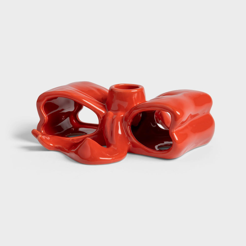 Candle Holder Ribbon Red