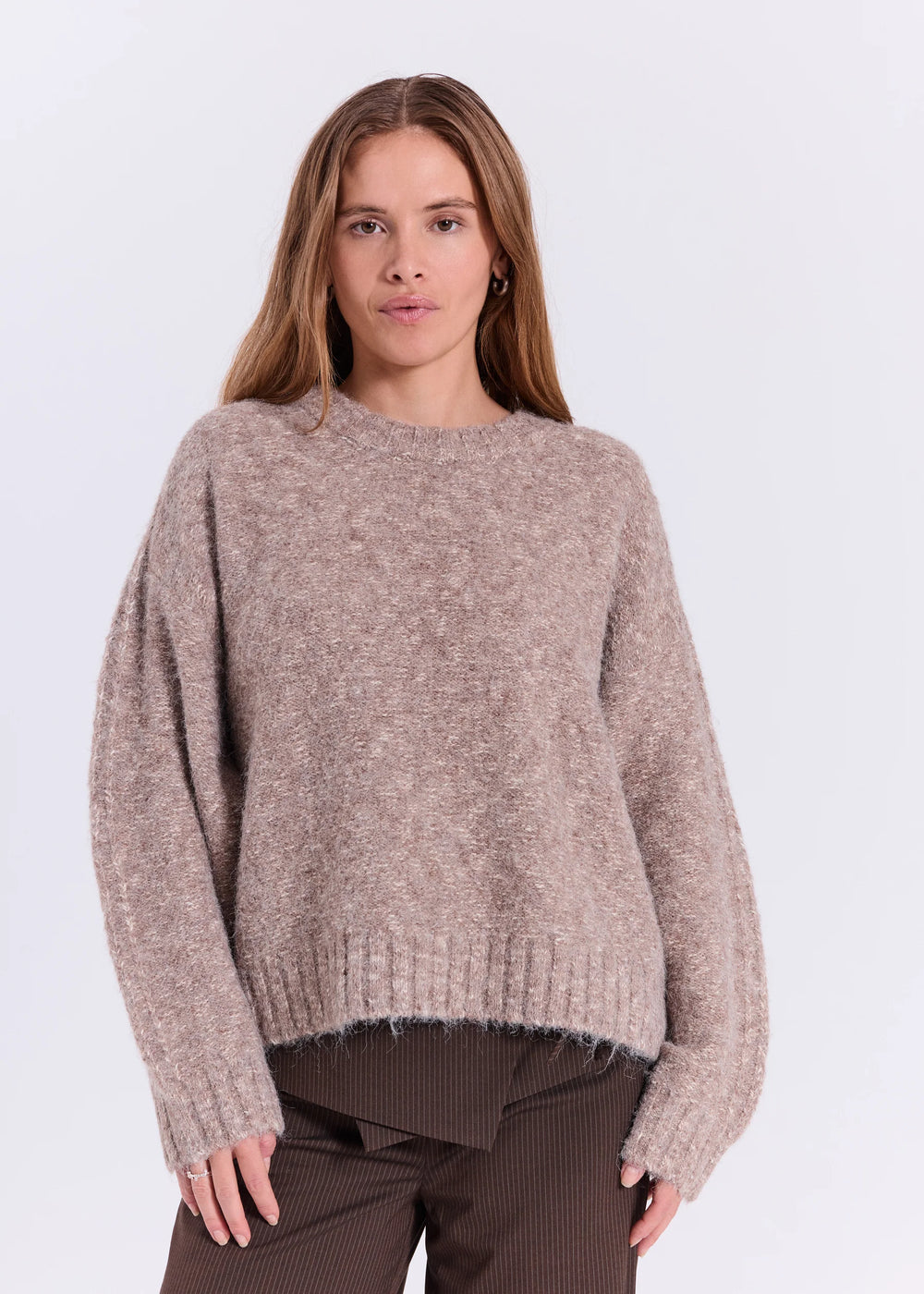 Lillen Knit Top Brown Melange