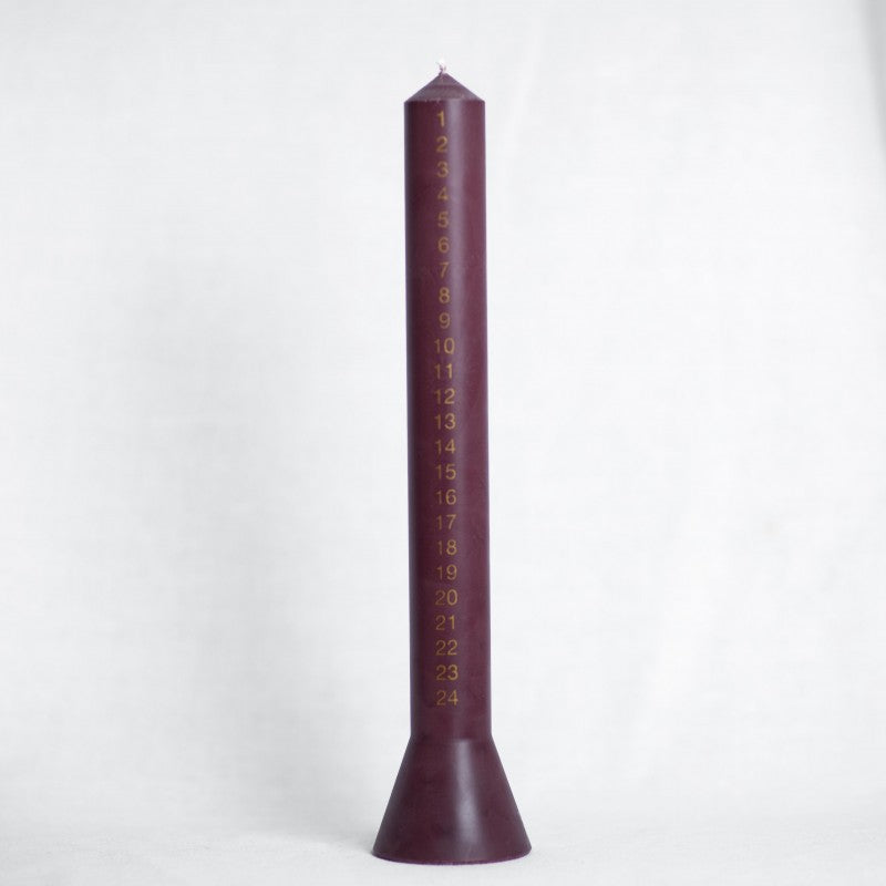 Kalenderlys Hyggelyset Wine/Gold 36cm - hvittrad.no