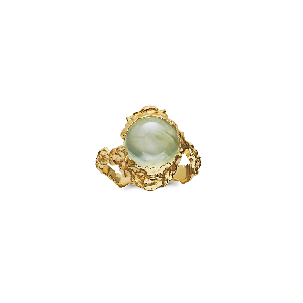 Gudinde Ring Prehnit Gold