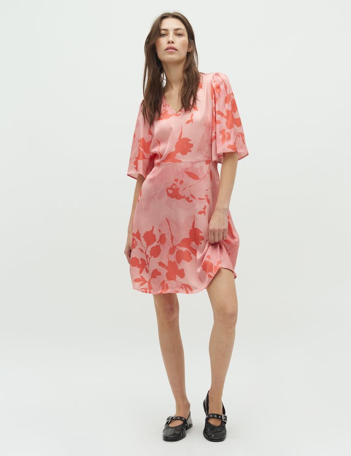 Melika V-M, Felissa Print, Dress Coral Felissa Print