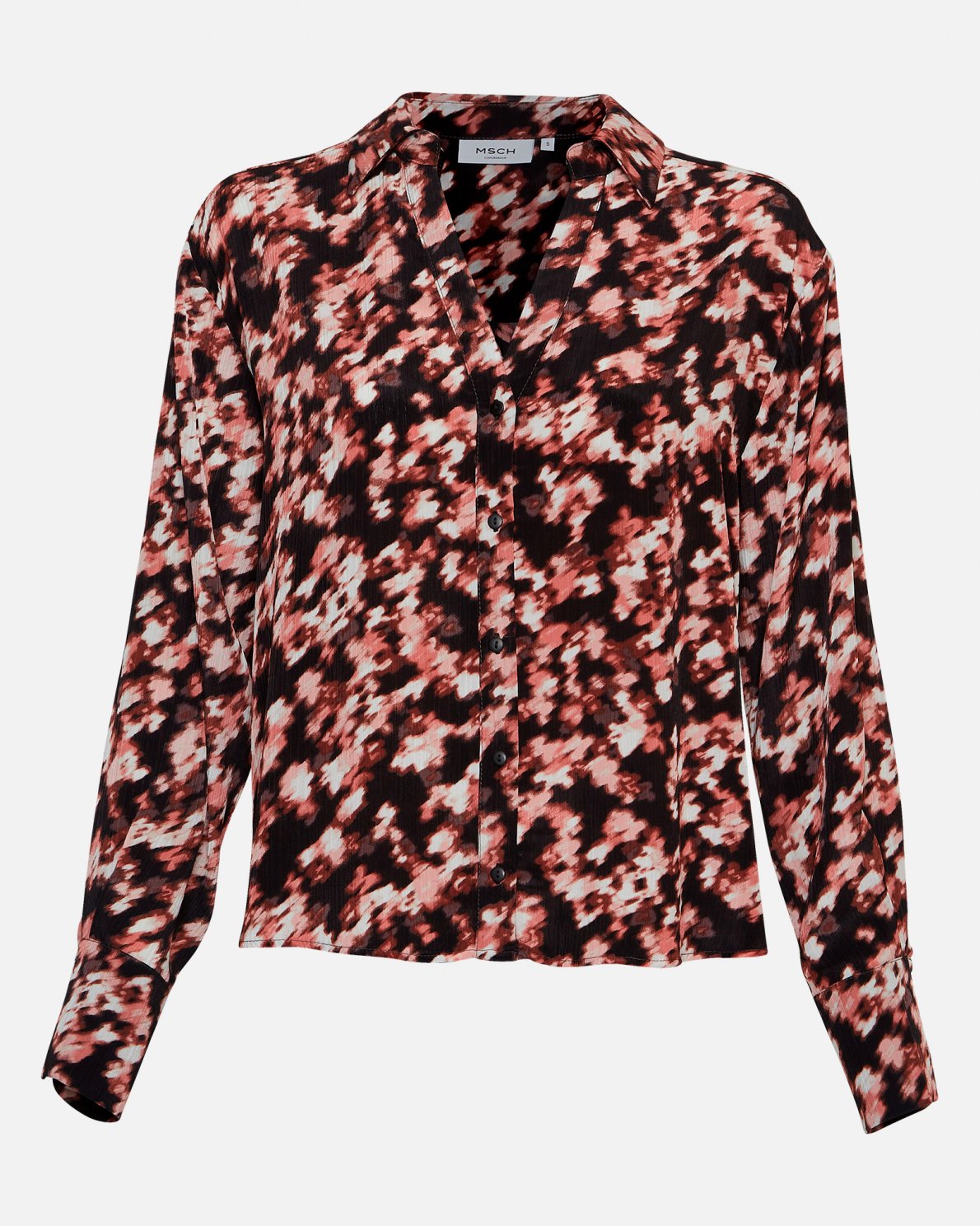 Moss Copenhagen Bellamaya Rhian Shirt Aop L Mahogany Flw - hvittrad.no