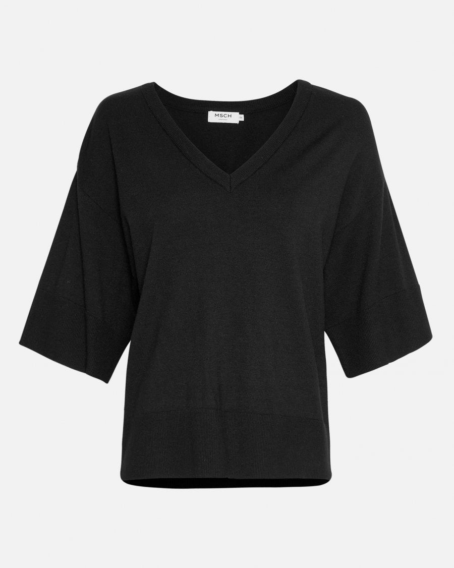MSCH Copenhagen Eslina Rachelle 2/4 V Pullover Black - hvittrad.no