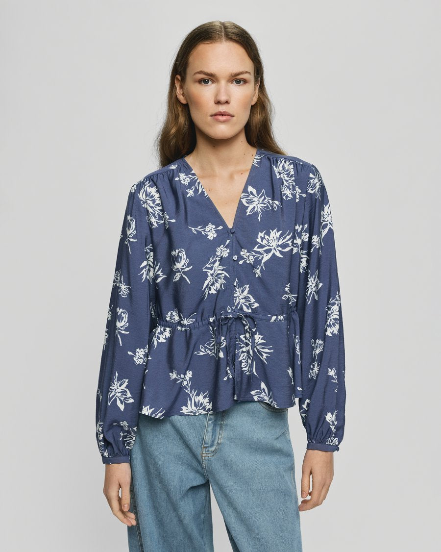 MSCHAndena Amabella Shirt AOP V Indigo Flower