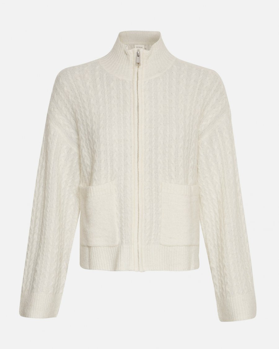 MSCH Copenhagen Blithe Hope Zip Cardigan Egret - hvittrad.no
