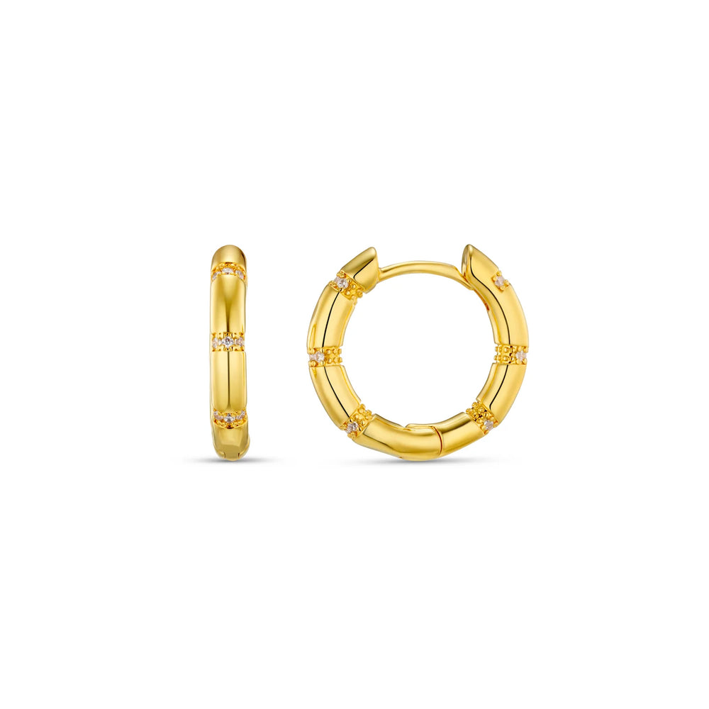 Crystal Set Hoop Earring Gold