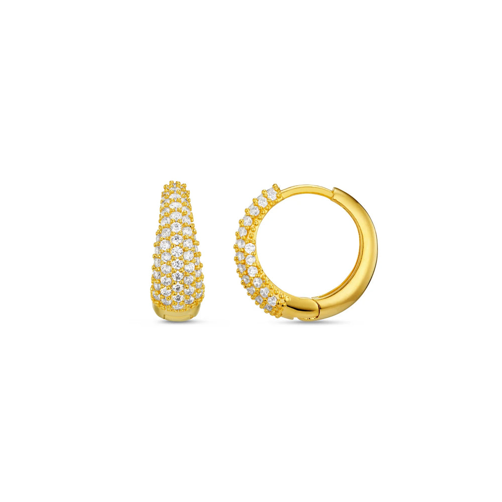 Pave Tapered Hoop Earring Gold