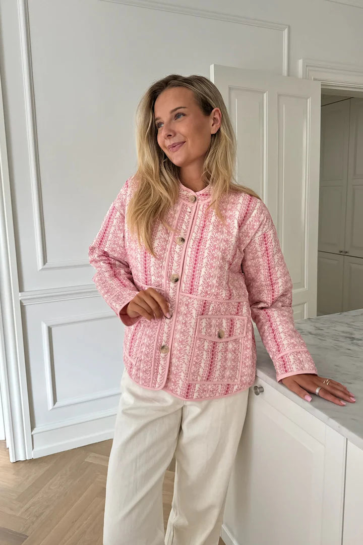 EmmyIC Quilted Jacket Pink Flower Print