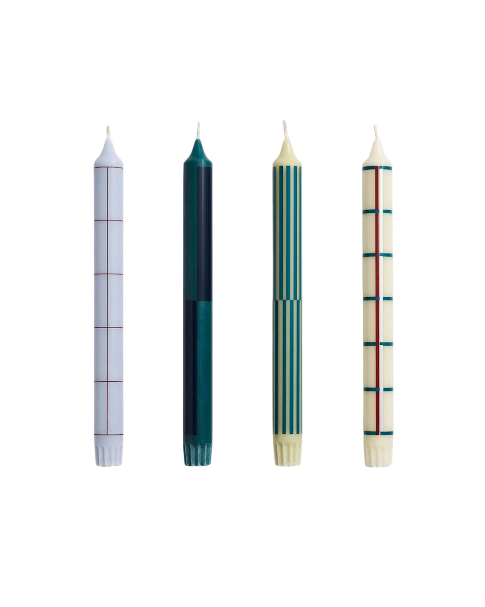Pattern Candle Green and Silver Set of 4