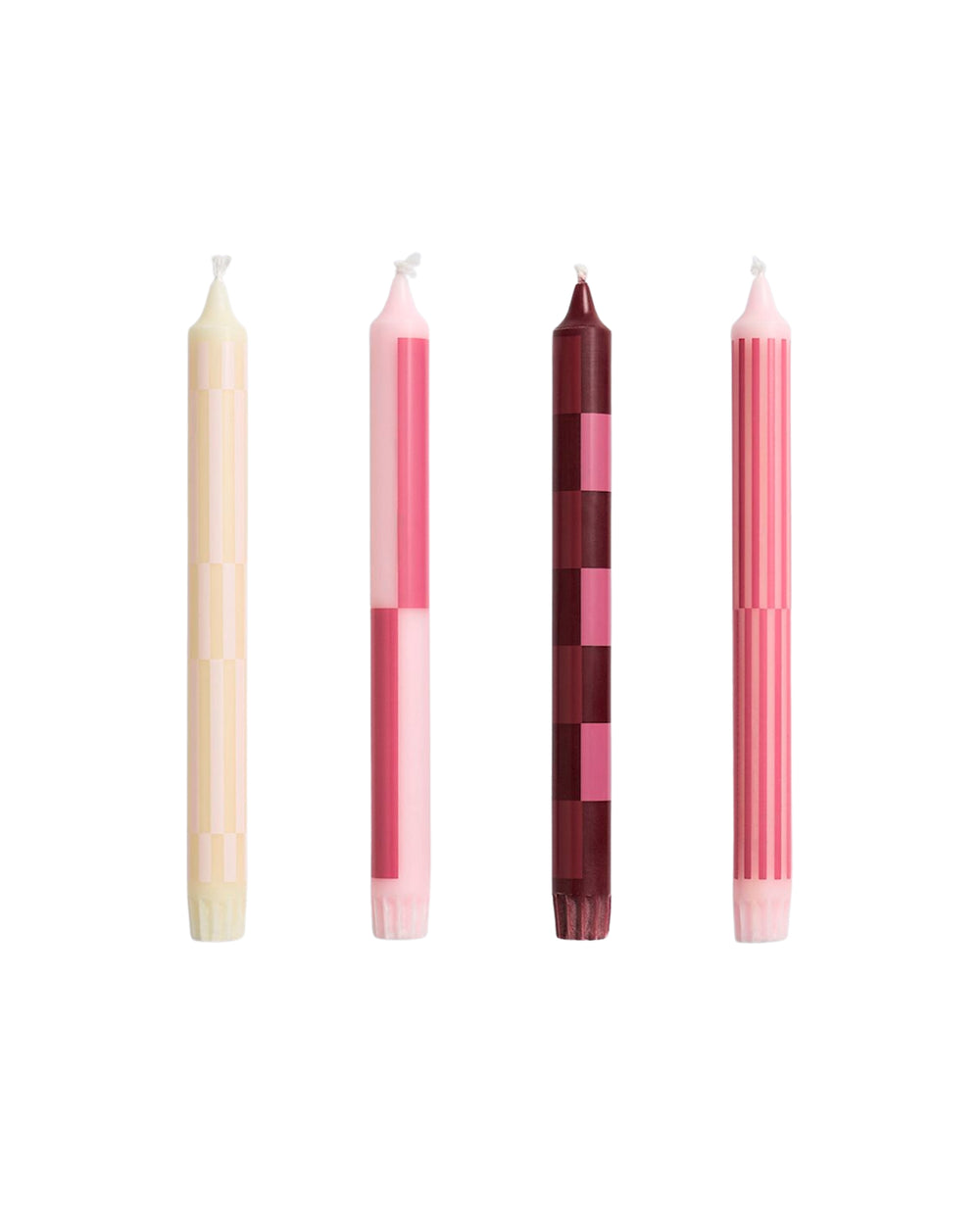 Pattern Candle Pink and Bordeaux Set of 4