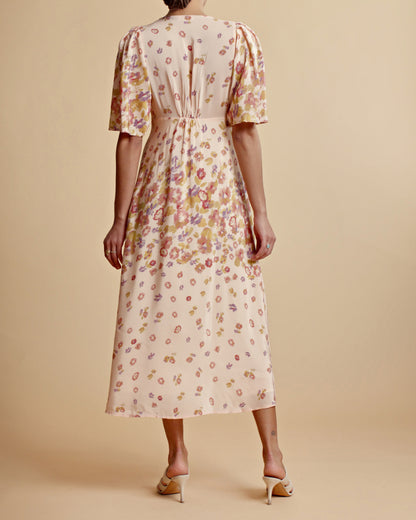 Satin Button Down Dress Blooming