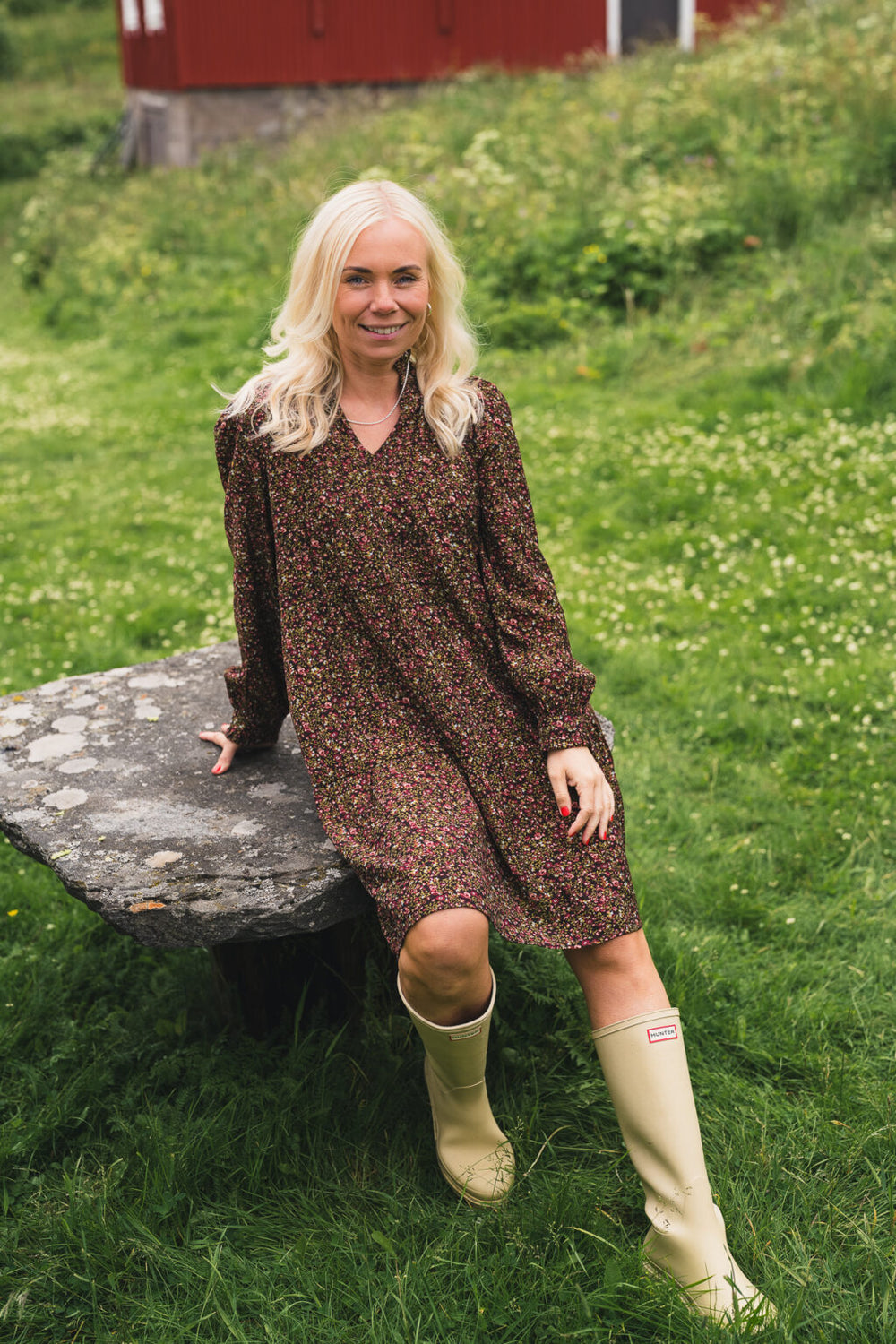 Alva Astrid Dress AOP Blk Coffee Flwr
