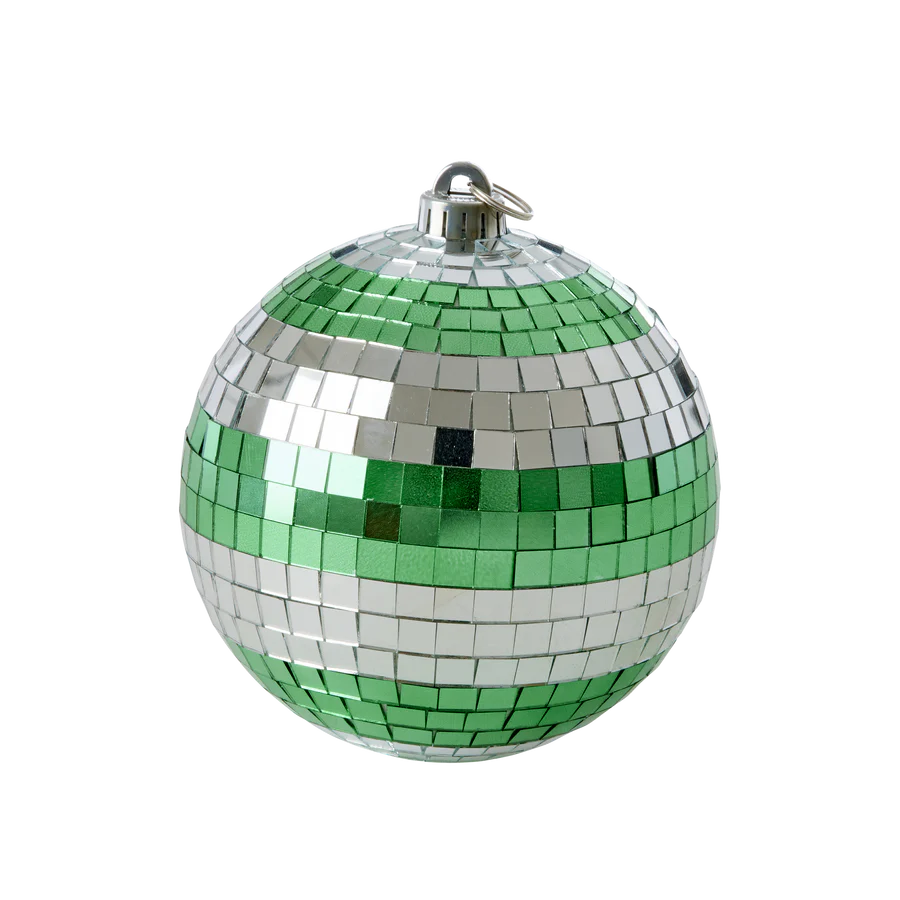 Medium Disco Ball Green/Silver Stripes